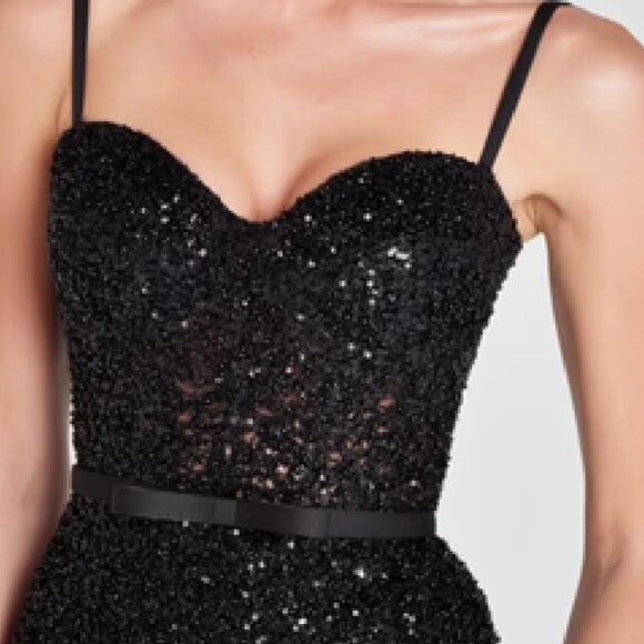 Nadine Merabi NWT Victoria Black Sequin Dress - Picture 2 of 4